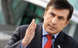 Porträtt av Micheil Saakasjvili